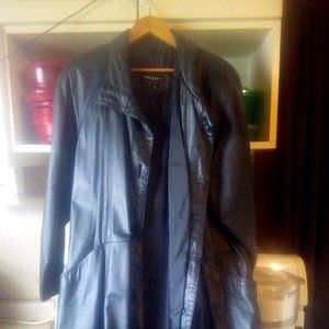 Vintage Pelle Milan-New York Full Size Length Black Leather Mens Coat